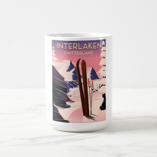 Interlaken Switzerland Ski travel poster Magic Mug