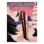 Interlaken Switzerland Ski Travel Poster. Poster at Zazzle