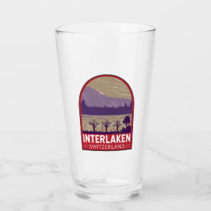 Interlaken Switzerland Travel Art Vintage Glass