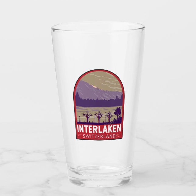 Interlaken Switzerland Travel Art Vintage Glass (Front)