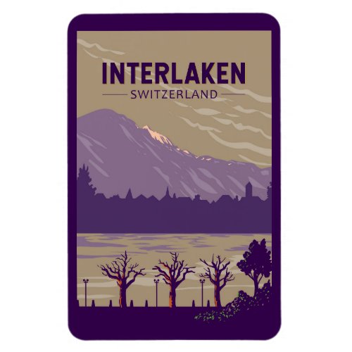 Interlaken Switzerland Travel Art Vintage Magnet