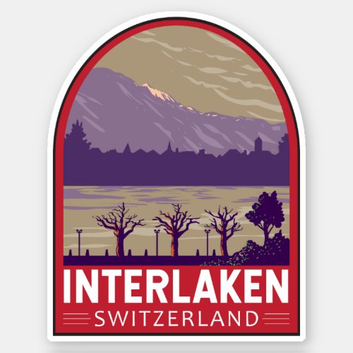 Interlaken Switzerland Travel Art Vintage Sticker