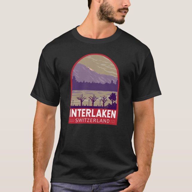Interlaken Switzerland Travel Art Vintage T-Shirt (Front)