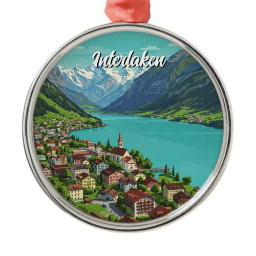 Interlaken Switzerland Travel Metal Ornament