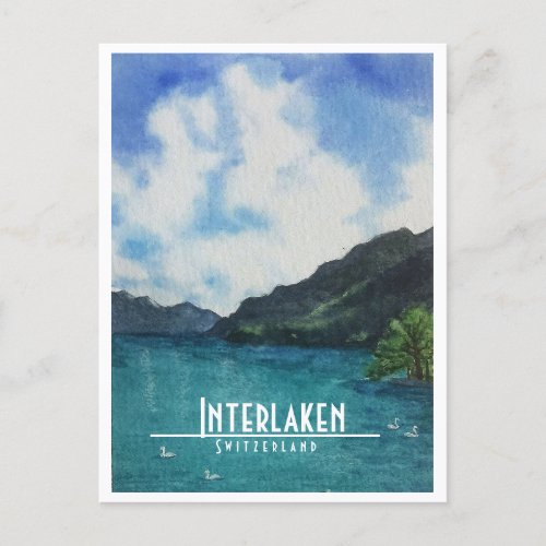 Interlaken Switzerland travel post card art