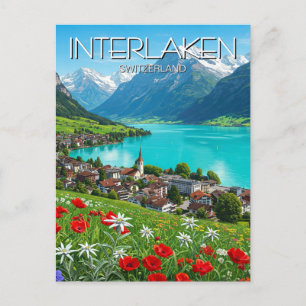 Interlaken Switzerland Travel Springtime Postcard