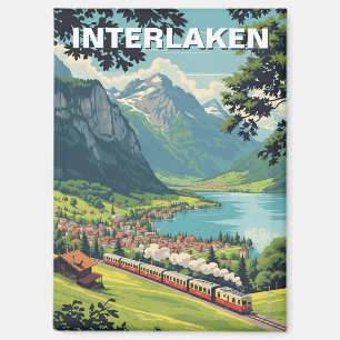 Interlaken Switzerland Travel Vintage Magnet