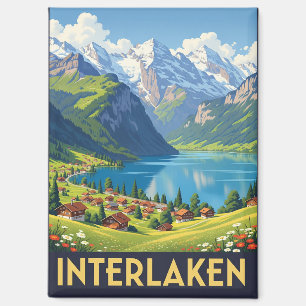 Interlaken Switzerland Travel Vintage Magnet