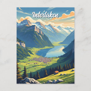 Interlaken Switzerland Travel Vintage Postcard