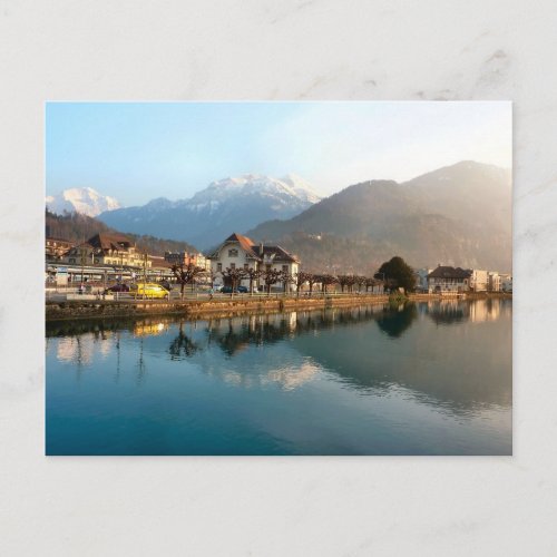 Interlaken West Staion and river Postcard