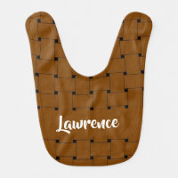 Interlapping brown weave pattern baby bib