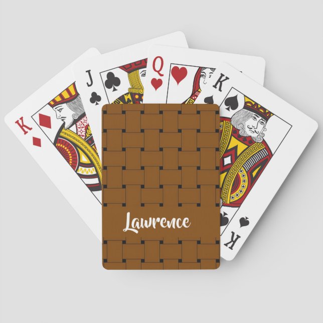 Interlapping brown weave pattern poker cards (Back)