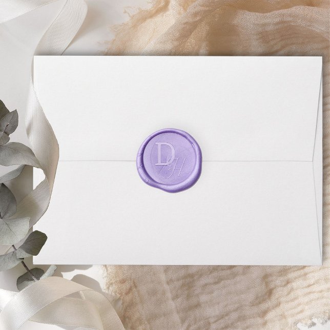 Interlinked Initials Monogrammed Wedding Wax Seal Sticker (Wax Seal Stickers with Interlinked monogram from my Mountain Lavender Wedding Collection)