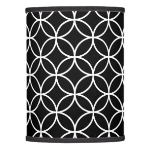 Interlinking Circles Big Pattern White on Black Lamp Shade