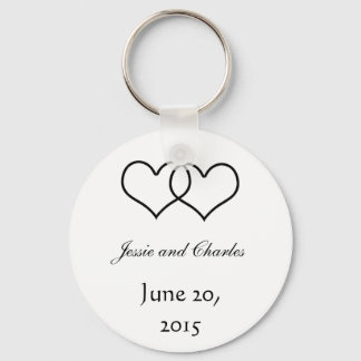 Interlocked Hearts - Black and White Keychain