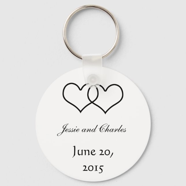 Interlocked Hearts - Black and White Keychain (Front)