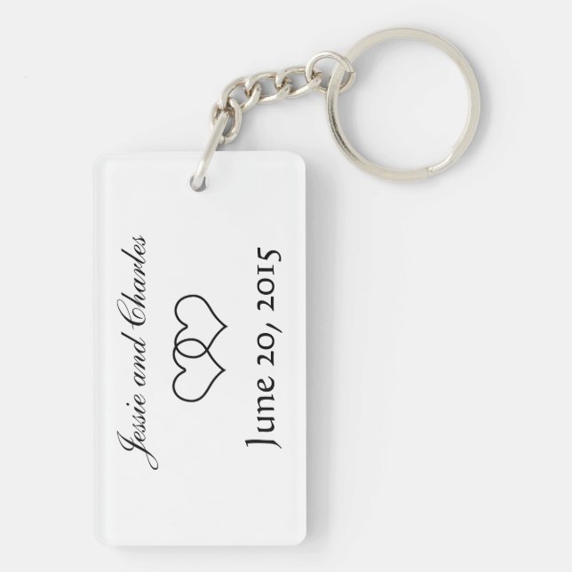 Interlocked Hearts - Black and White Keychain (Back)