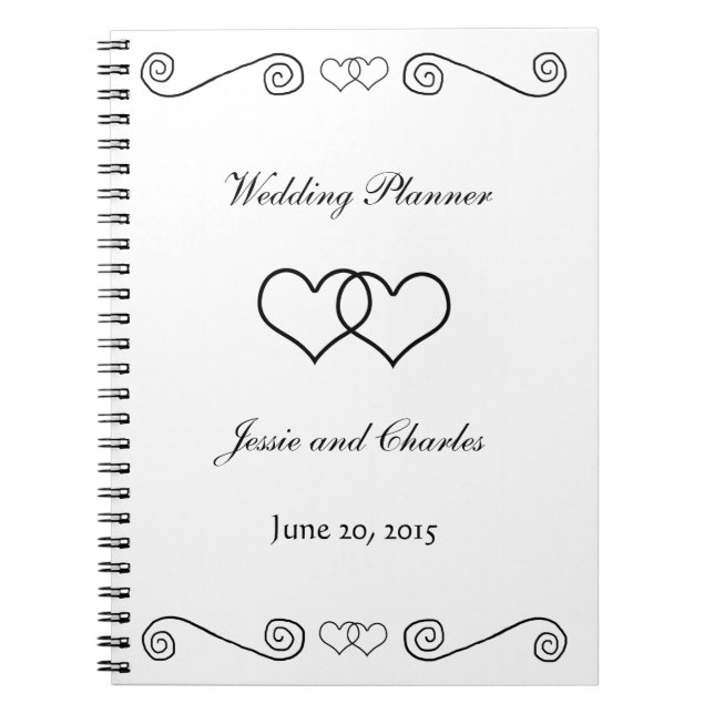 Interlocked Hearts - Black and White Notebook (Front)
