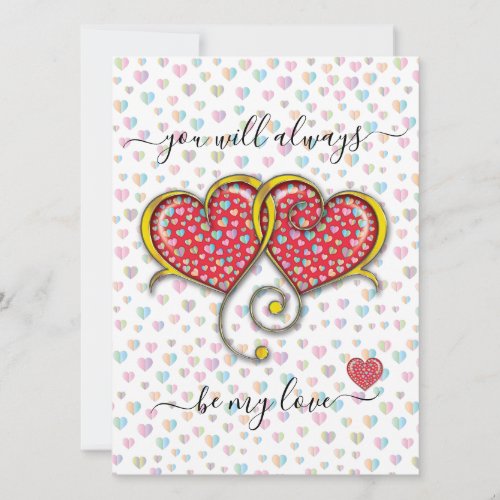 Interlocked Hearts Custom Elegant Valentines Day Card