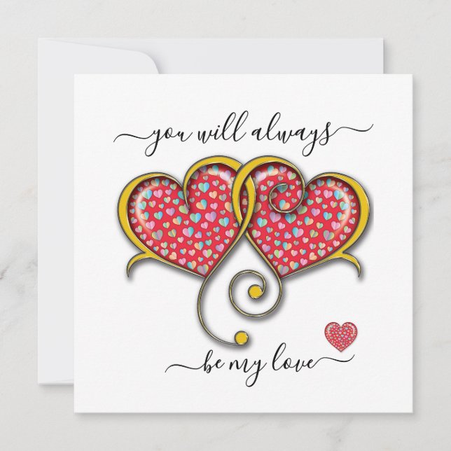 Interlocked Hearts Custom Elegant Valentine’s Day Card (Front)