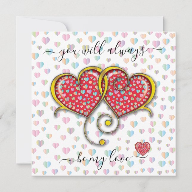 Interlocked Hearts Custom Elegant Valentine’s Day Card (Front)