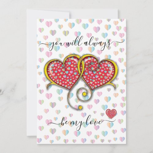 Interlocked Hearts Custom Elegant Valentines Day Card