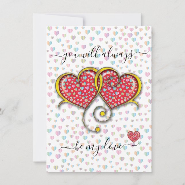 Interlocked Hearts Custom Elegant Valentine’s Day Card (Front)