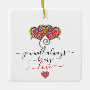 Interlocked Hearts Custom Elegant Valentine’s Day Ceramic Ornament