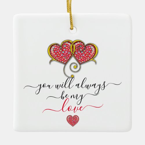 Interlocked Hearts Custom Elegant Valentines Day Ceramic Ornament