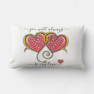 Interlocked Hearts Custom Elegant Valentine’s Day Lumbar Pillow