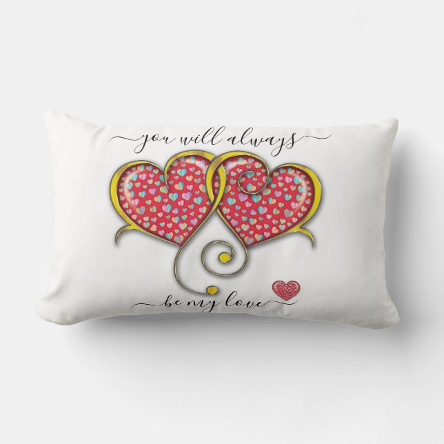 Interlocked Hearts Custom Elegant Valentine’s Day Lumbar Pillow (Front)