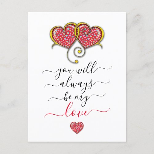 Interlocked Hearts Custom Elegant Valentines Day Postcard