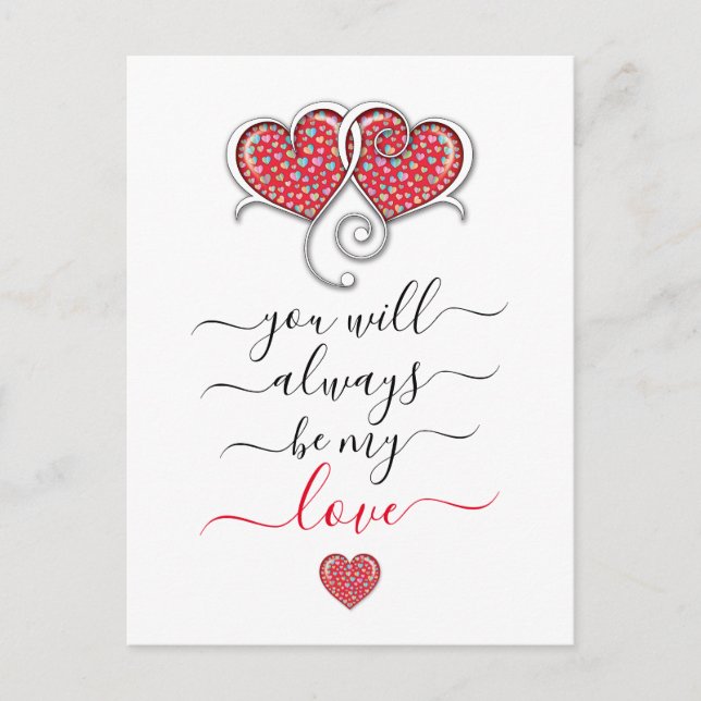 Interlocked Hearts Custom Elegant Valentine’s Day Postcard (Front)