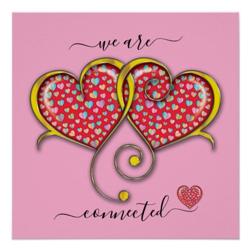 Interlocked Hearts Custom Elegant Valentines Day  Poster