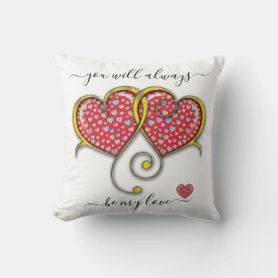 Interlocked Hearts Custom Elegant Valentine’s Day Throw Pillow