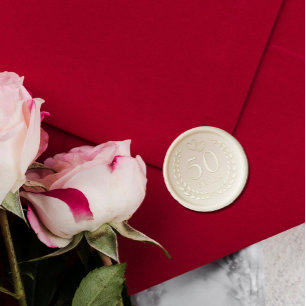 Interlocked Hearts Wreath 50th Wedding Anniversary Wax Seal Sticker