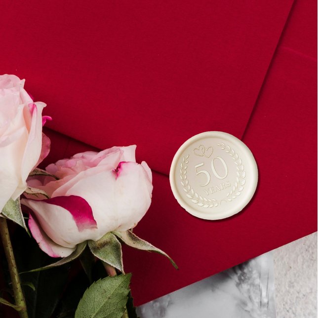 Interlocked Hearts Wreath 50th Wedding Anniversary Wax Seal Sticker (Creator Uploaded)