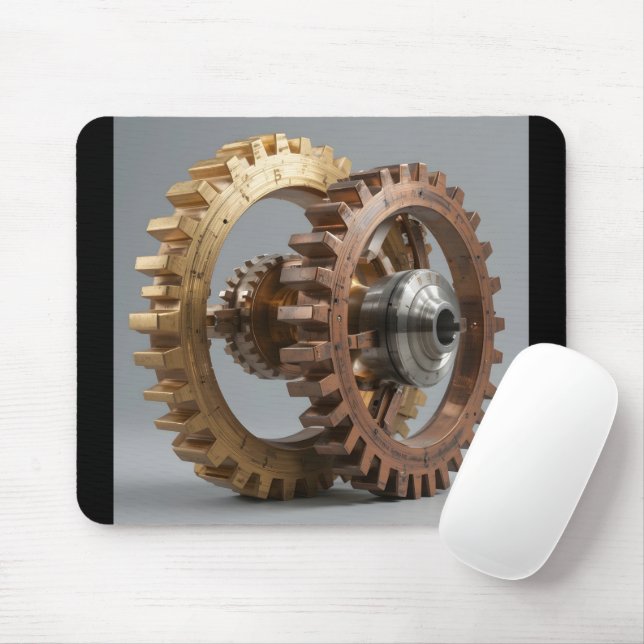 Interlocked Metal Gears Mouse Pad (With Mouse)