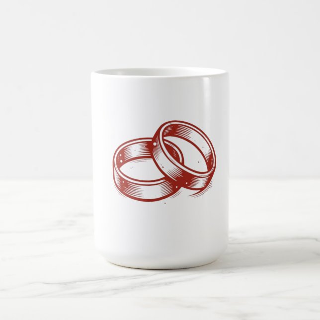Interlocked Wedding Bands Mug - Red & Gold Couple (Center)