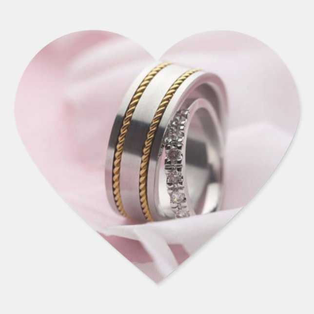 Interlocked Wedding Rings Wedding Hearts Heart Sticker (Front)