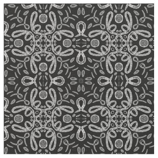 Interlocking Crosses Motif - White On Black Fabric