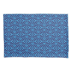 Interlocking Diamonds: Dark Blue Geometric Pattern Pillow Case