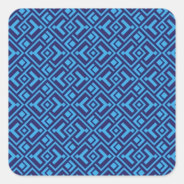 Interlocking Diamonds: Dark Blue Geometric Pattern Square Sticker (Front)