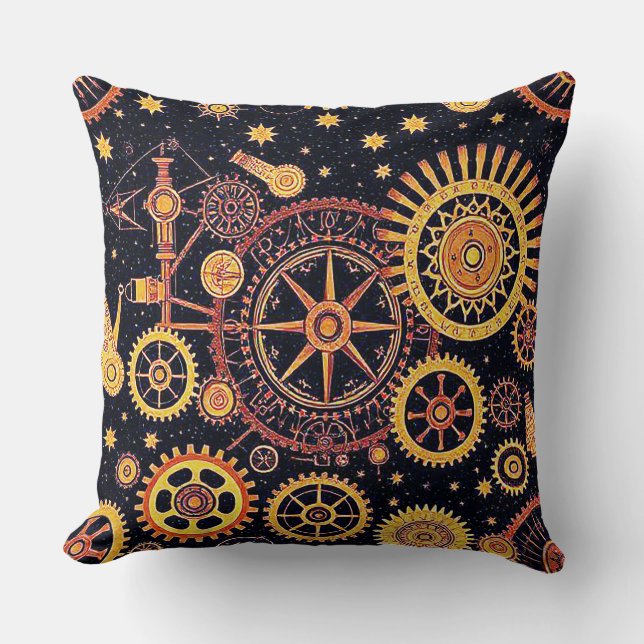 Interlocking gears abstract geometric surface art throw pillow (Front)