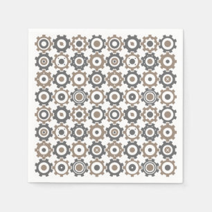 Interlocking Gears Pattern Paper Napkins
