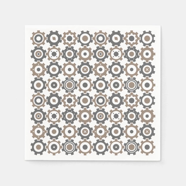 Interlocking Gears Pattern Paper Napkins (Front)
