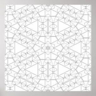 Interlocking Geometric Tile Pattern Coloring Art Poster