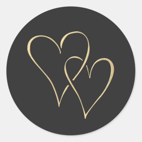 Interlocking Gold Hearts Classic Round Sticker