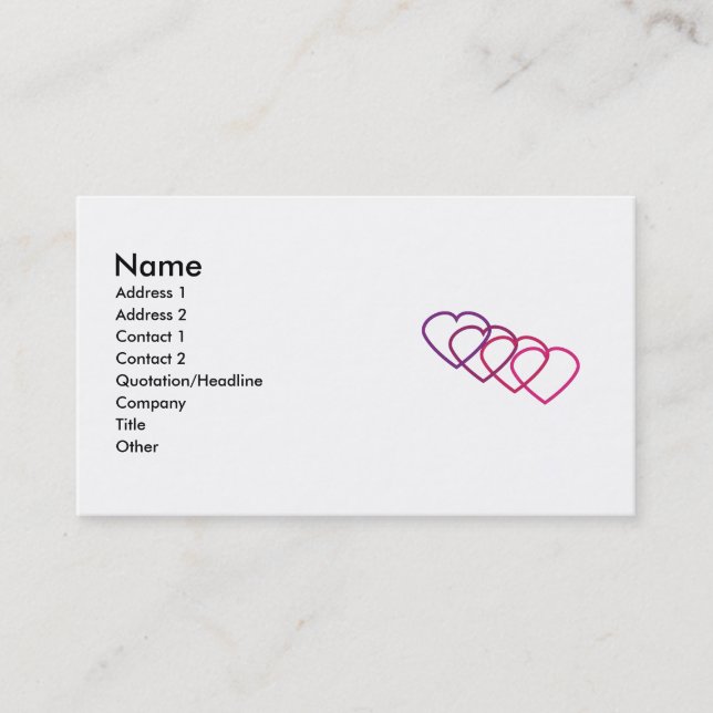 Interlocking Hearts Business Card (Front)