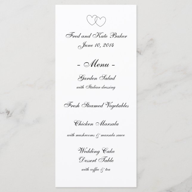 "Interlocking Hearts" Menu Cards (Front)